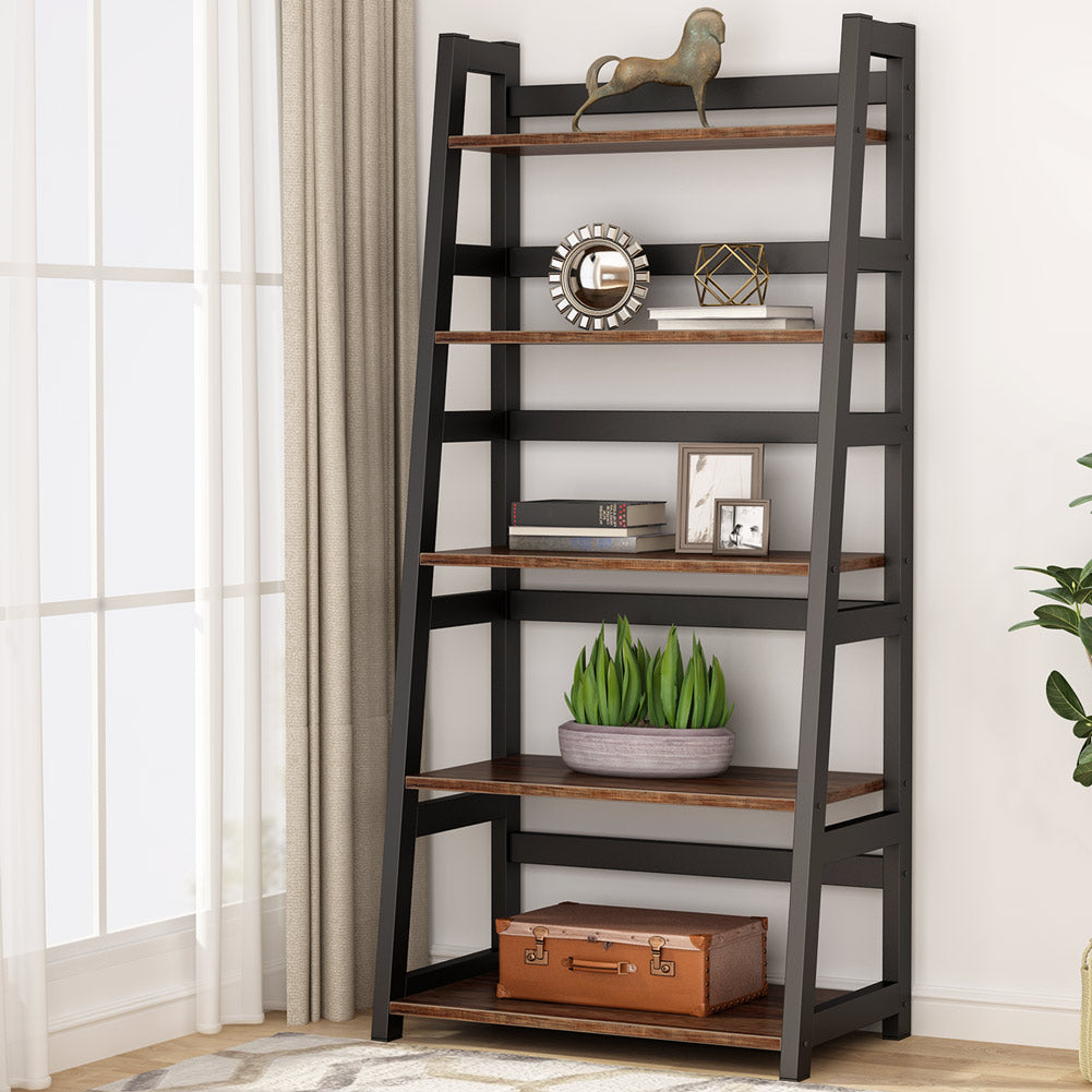 5-Tier Ladder Bookshelf Bookcase